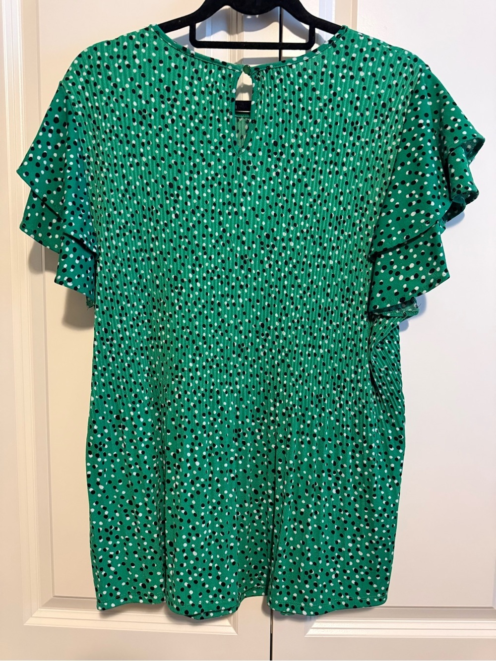 Adrianna Papell Emerald Green Polka Dot Blouse - Picture 3 of 3